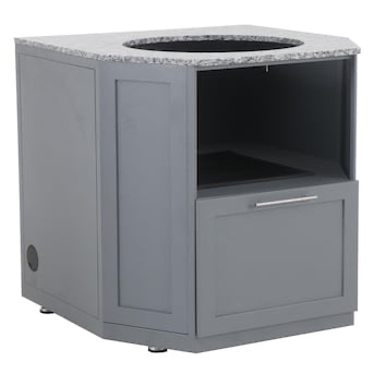 allen + roth Castle Lake 36.02-Inches W x 36.22-Inches D x 35.83-Inches H Outdoor Kitchen Kamoda Grill Cabinet, Stone Grey, Nickel Handel. 