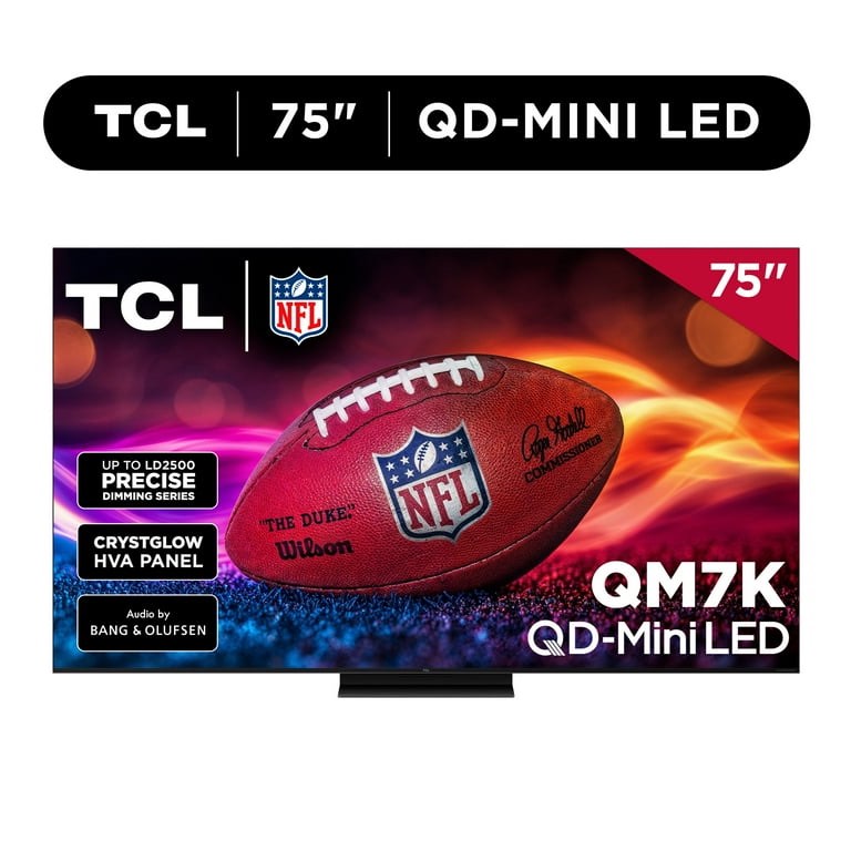 TCL 75-Inch QM7K QLED 4K Smart QD-Mini LED TV with Google TV (75QM7K, 2025 Model) Dolby Vision IQ, Dolby Atmos, HDR, Game Accelerator up to 288Hz, Voice Remote, Works with Alexa, Streaming Television