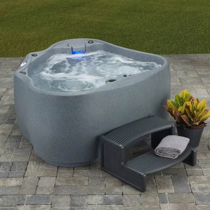 AquaRest Spas Ar-300 Premium 2 Person 20 Jet Oval Plug and Play Hot Tub with Ozonator, Grey. Step sold separately