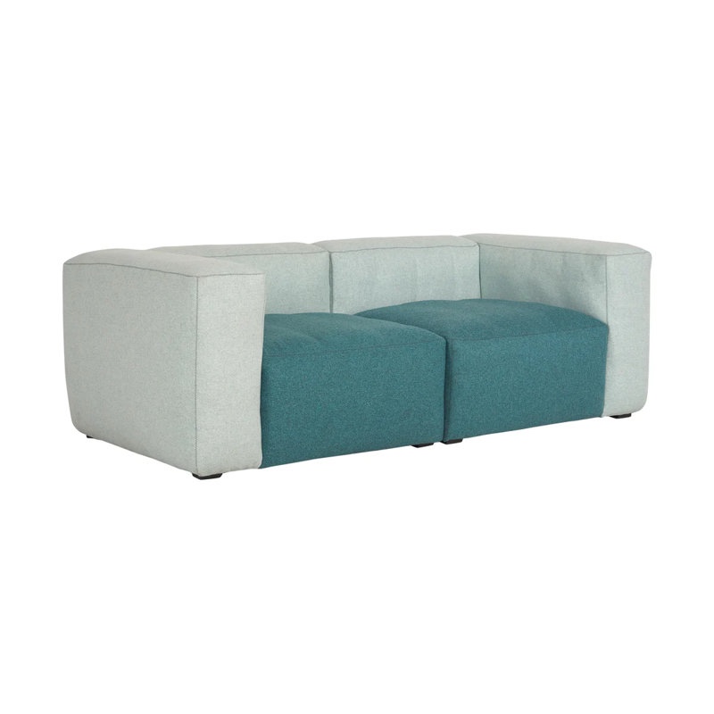 MAGS BY H A Y Camoya Soft Wool Green/Light Blue 2 Seater Modular Sofa, Thick Feather Blend Cushioning, 26'' H X 40'' W X 40'' D