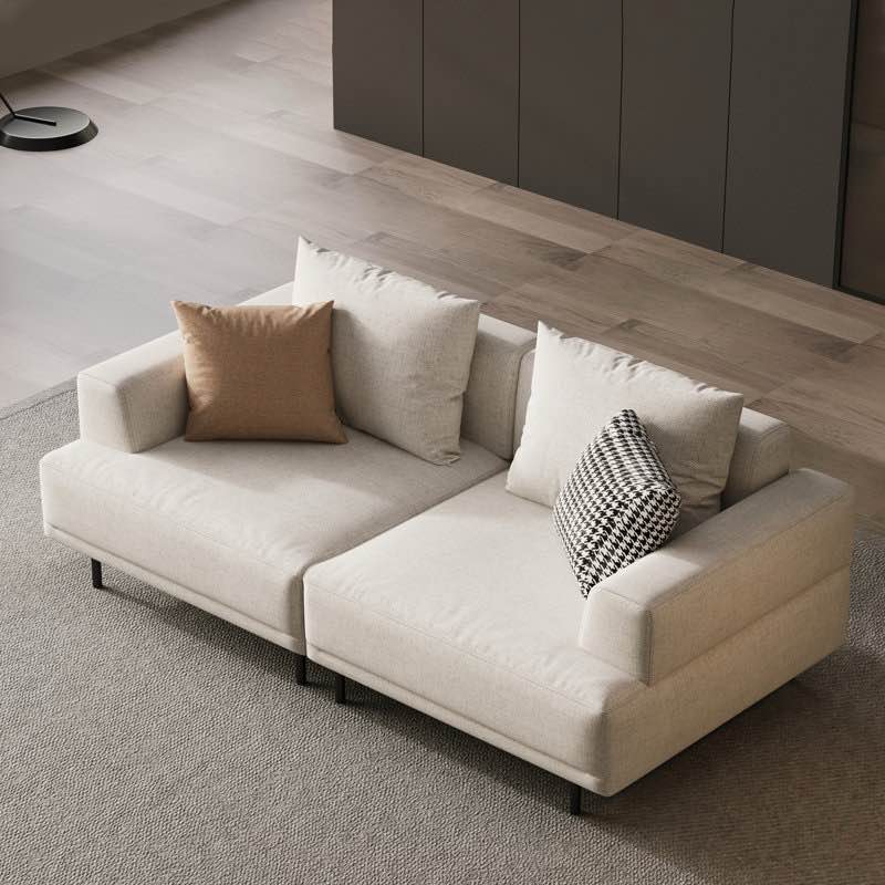 66.14" Upholstered Beige Linen 2 Seater Sofa, Black Metal Legs. 66.14” W x 29.92'' H x 37'' D