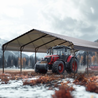 Featured Item!!! Row 7 Sunshine Valley 20-ft W x 30-ft L x 6.56-ft H Dark Gray Metal Carport with Metal Roof, 6 Boxes Total. Galvanized Steel Sheet Top, Solid Metal Frame (Oversized Loading Included) 