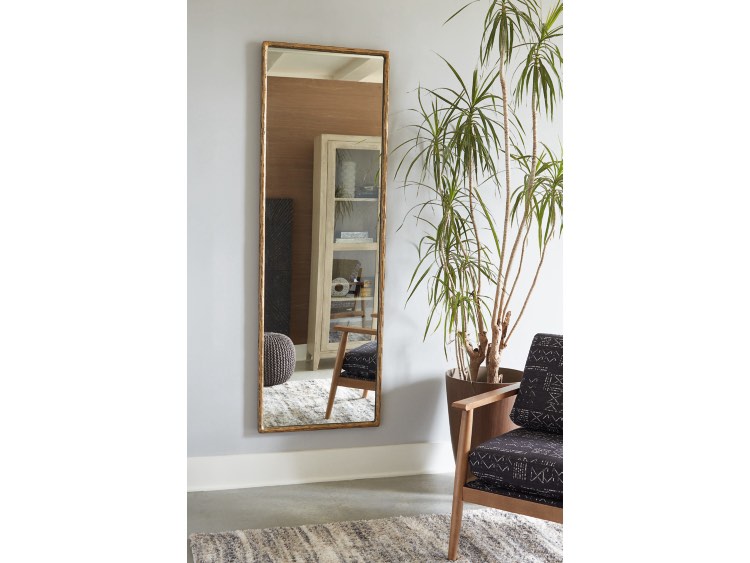 Ashley Furniture Ryandale Floor Mirror, Naturalist Luxe Aluminum Antique Brass Framed Mirror, Width: 24.13" Height: 72.00" Depth: 1.25"