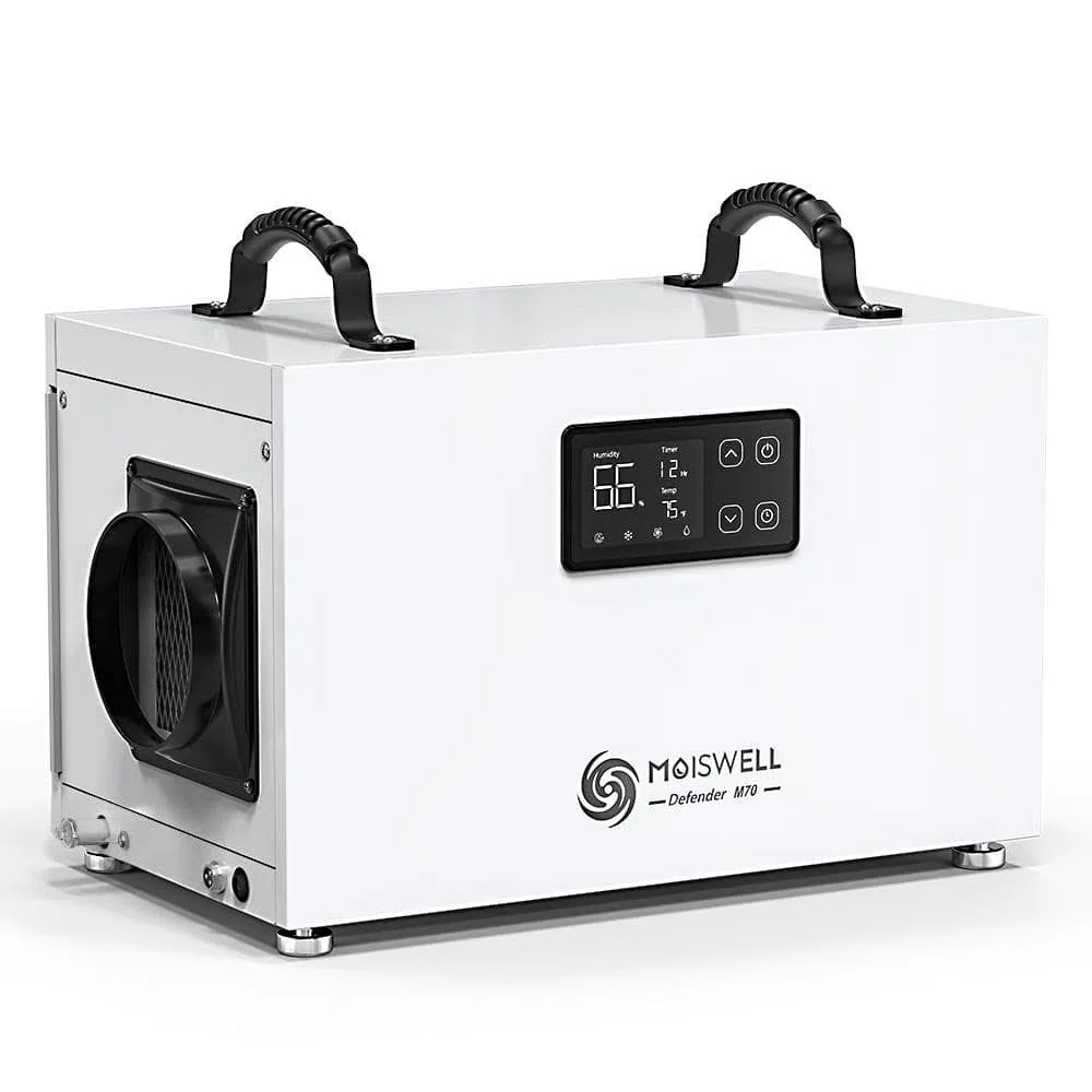 Moiswell 145 pt. 6,000 sq. ft. Bucketless Energy Star Commercial Dehumidifier W/ Drain Hose Auto Restart for Crawlspace. 