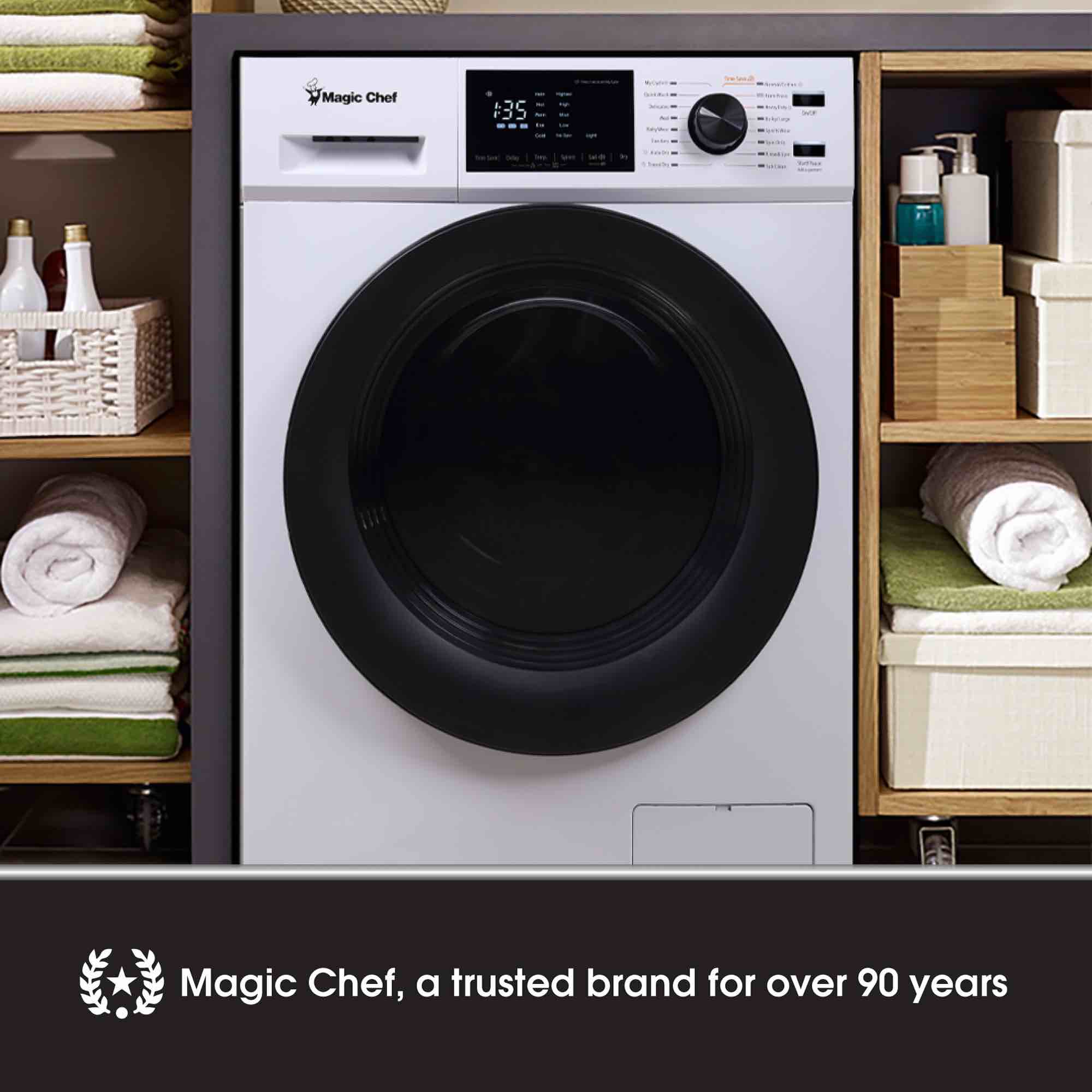 Magic Chef MCSCWD27W5 2.7 Cubic Foot Front Load 2-1 Washer And Dryer Combination Appliance, White