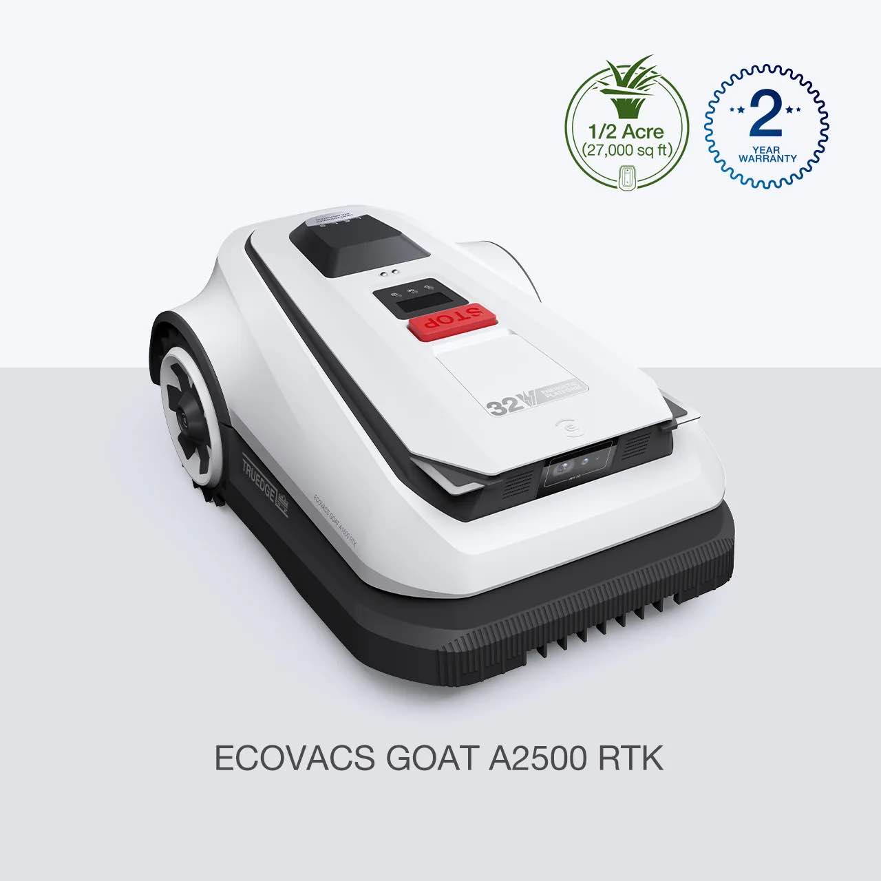 ECOVACS Goat A2500 RTK Robot Lawn Mower, Lidar-Enhanced RTK+Vision Navigation, Auto-Mapping, Dual Blades, Edge Precision Mowing, Perimeter Wire-Free, Suitable for 5/8 Acres Lawn, 50% Slope Capability