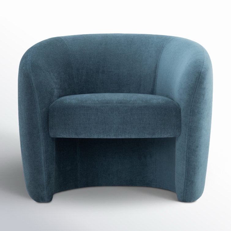 Kearney Upholstered Barrel Chair in Soft Polyester Blue, 