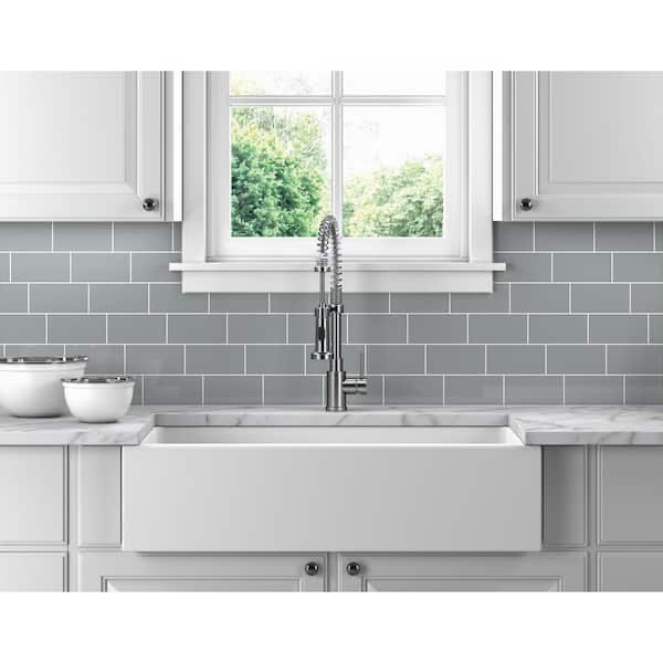 DalTile 3" x 6" Glossy Ash Grey Rectangle Ceramic Wall Tile, 12.50 Sq/Ft Per Box, 1 Box Total
