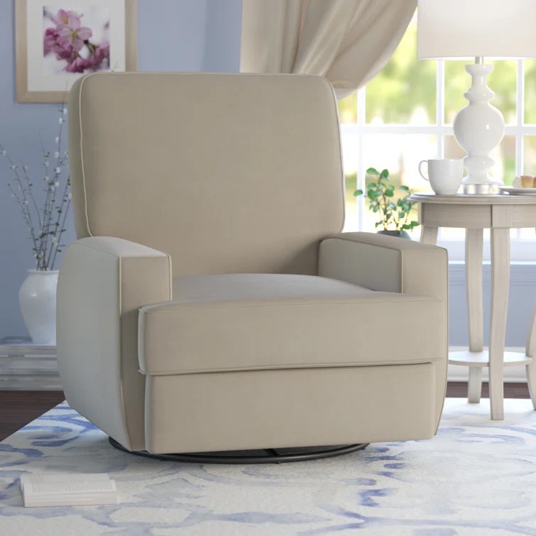 Abingdon Upholstered 4-1 Swivel Reclining Chair in Velvet Beige, Multiple Reclining Positions