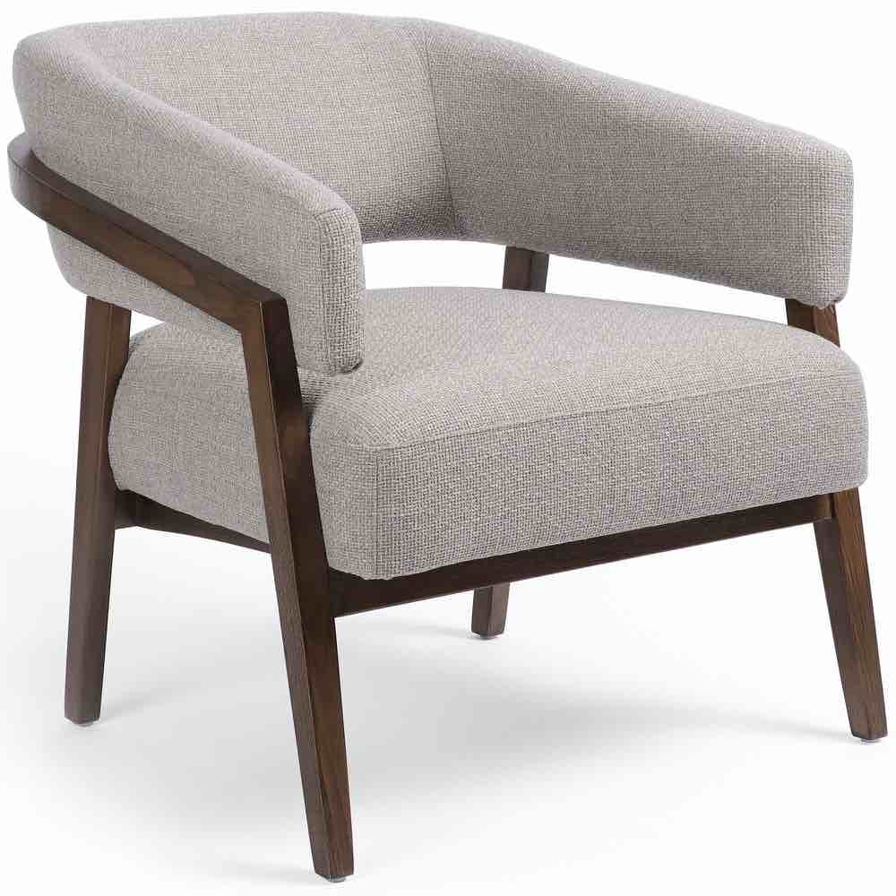 Dexter Mid Modern Chair with Beechwood Frame and Legs in Sienna, Soft Grey Polyester Cushioning. 