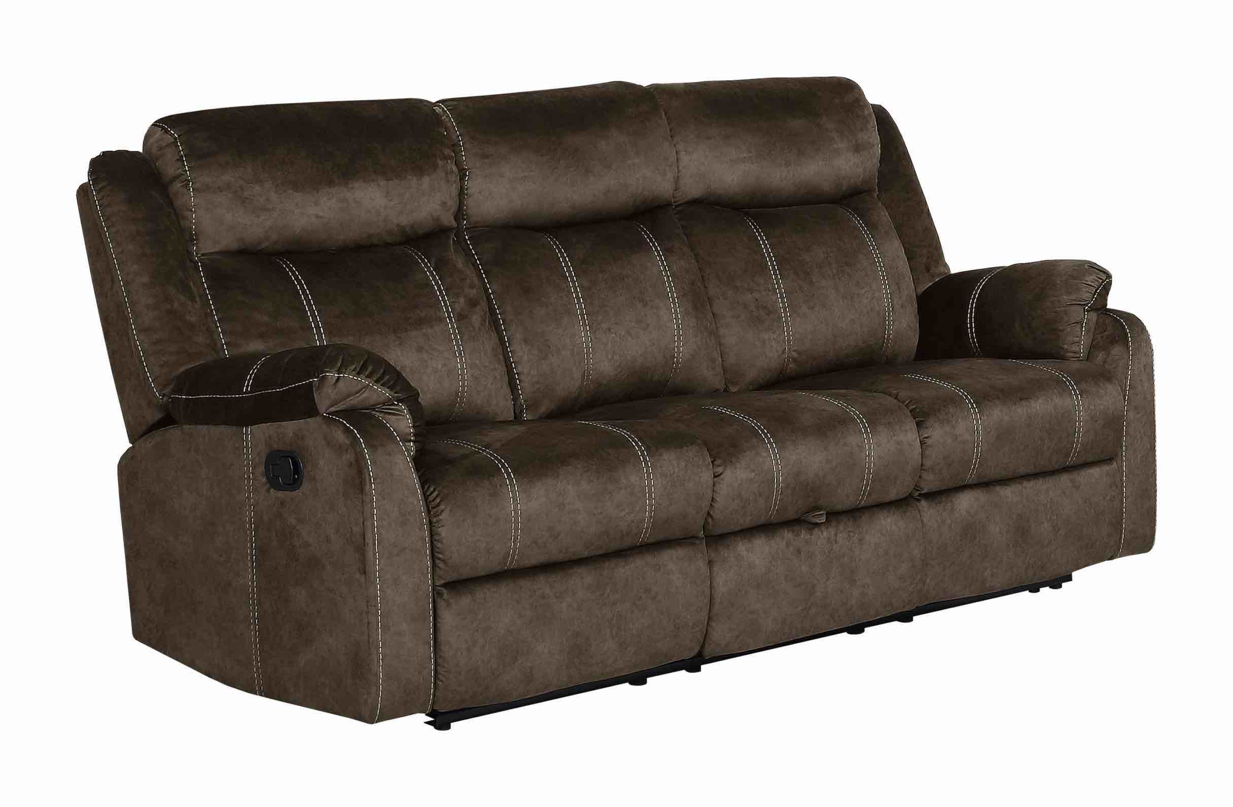 Global Furniture USA U7303C Microfiber 3 Seat Recliner Sofa in Warm Brown