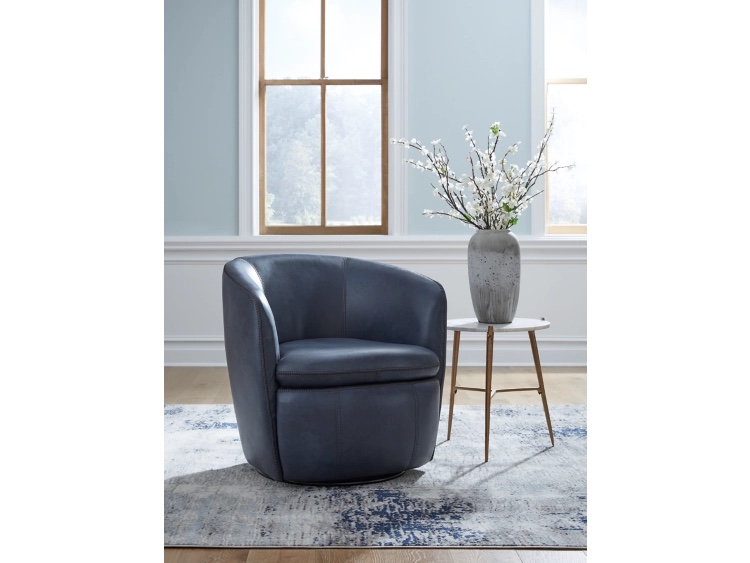 Parker Living Vintage Navy 100% Italian Leather Swivel Club Chair