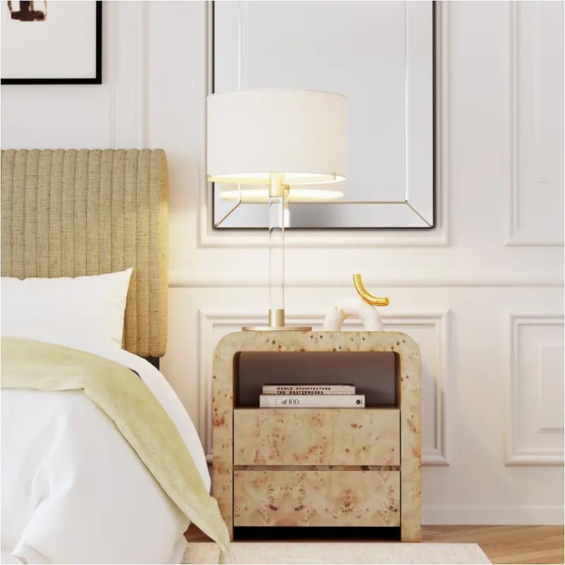 Butler Specialty Cora Light Brown Burl Wood Nightstand, 2 Drawers, Open Shelf Top. 26.25 H x 26.0 W x 18.0 D -- 66lbs. Minor scratches on front otherwise beautiful condition