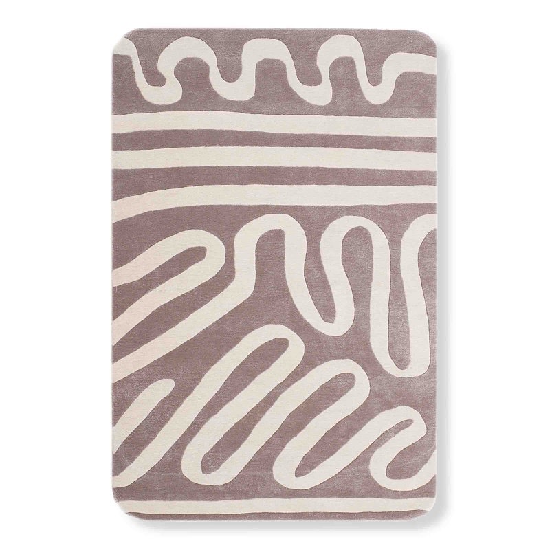 Lombard Tufted Wool/Viscose Area Rug in Brown/Ivory, 6’x9’. Handwoven Wool Abstract Area Rug