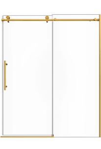 Orris-S Series 60" x 74" Gold Frameless Sliding Shower Door – Adjustable, Durable 304 Stainless, Easy-Clean(Box open missing pieces)