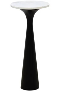 Round Drink Table - White Marble Top - Cylinder Base (Broken)  