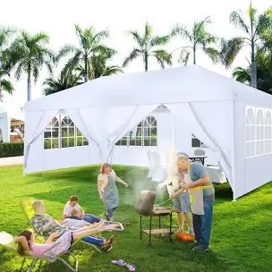 10'x20' pop up canopy tent with 6 removable sidewalls, instant outdoor canopy