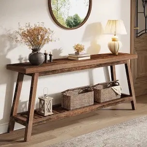 70.9-inch farmhouse console for entryway, 2-tier entry table sofa table