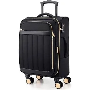 Bomtour  Softside Carry On Luggage 20 Inch Expandable Carry On Luggage 22x14x9 Airline Approved with Spinner Wheels & TSA Lock, Waterproof Large Capacity Suitcase Travel Bag for Men and Women
