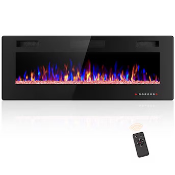 COWSAR 60-in W Black Wall mount Infrared quartz Wall-mount Electric Fireplace