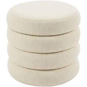 Leiani 20.1" Wide Boulce/Velvet/Linen Upholstered Round Storage Ottoman