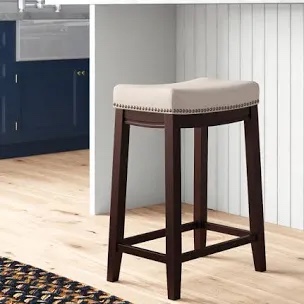 Bartonville Counter & Bar Solid Wood Backless Stool with Upholstered seat