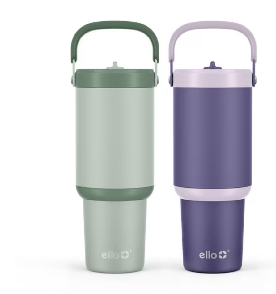 Ello Oasis Go 30oz Leak-Proof Stainless Steel Tumbler, 2 Pack