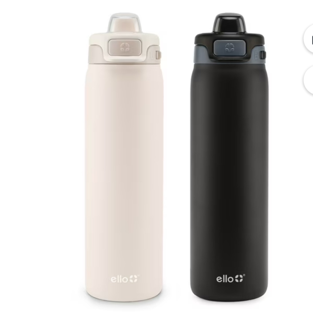 Ello Pop & Fill 22oz. Stainless Steel Water Bottle with Leak Proof Locking Lid, 2-Pack