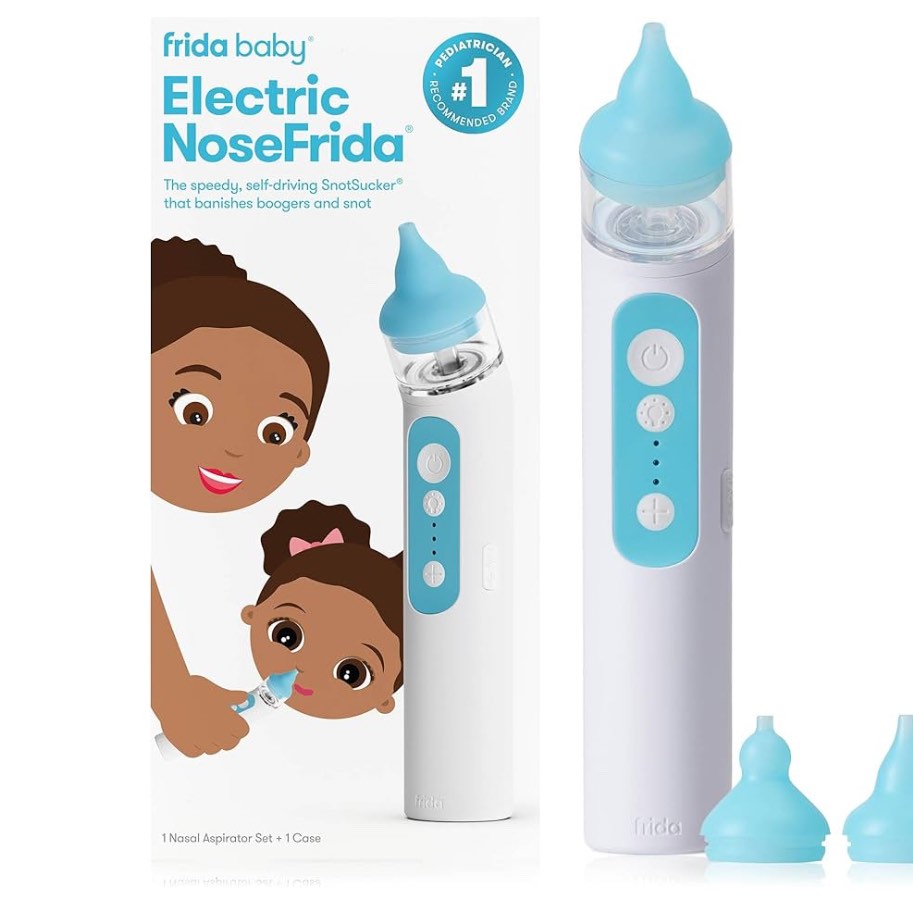Frida Baby Electric NoseFrida Nasal Aspirator for Baby, Nose Sucker for Baby & Toddler, Upgraded Nasal Aspirator for Congestion + Allergy Relief with 3 Suction Levels, 2 Silicone Tips, USB