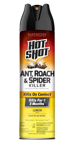 Hot Shot Ant, Roach And Spider Killer, 17.5 Ounces, Lemon Scent Formula Kills Ants, Roaches, Spiders And Other Listed Insects On Contact