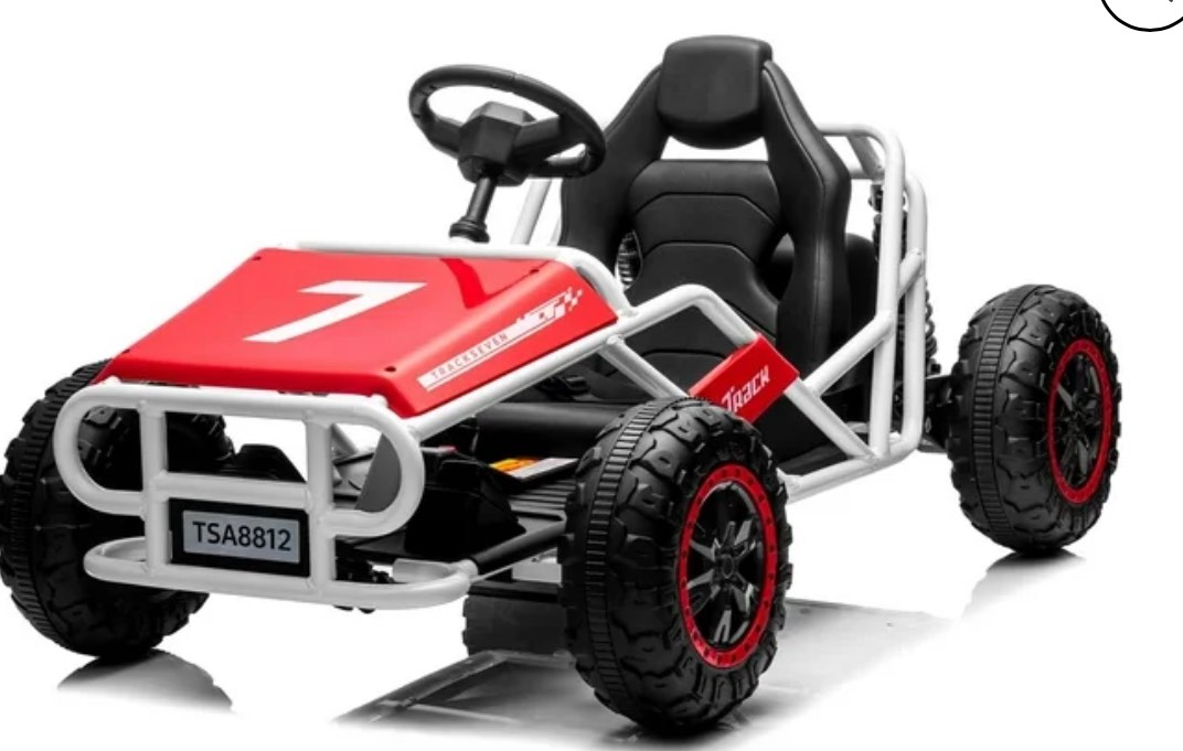 JIMUPARK 24V Electric Drifting Go Kart for Kids 6+, Electric Car Ride on Toys with Two 600W Motors, Independent Dual Pedals, Low Battery Alarm, Full Steel Frame, EVA Wheel, Safety Belt. ( Turns On. No Charger)
