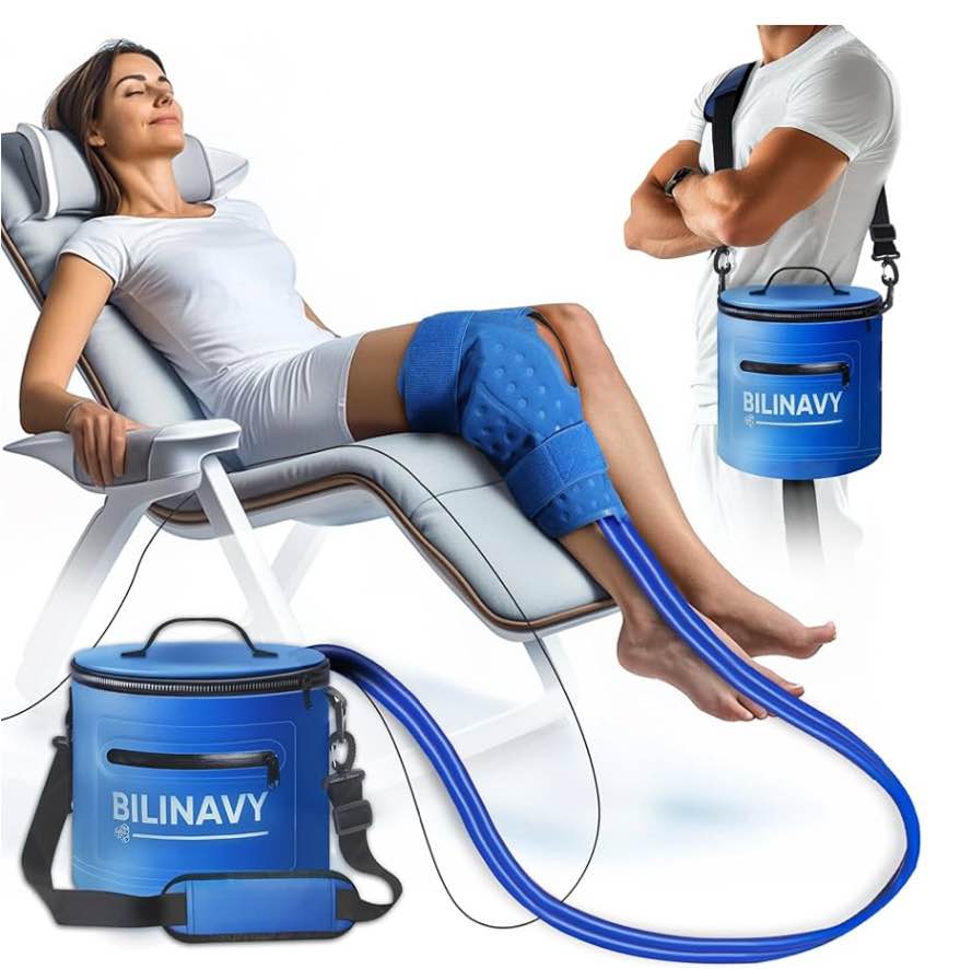 Cold Therapy Machine, Portable Ice Therapy Machine for Knee After Surgery with Programmable Timer & Flow Rate, Quiet Pump, Knee Pad, Cold Therapy Unit for Long-Term Relief and Recovery
