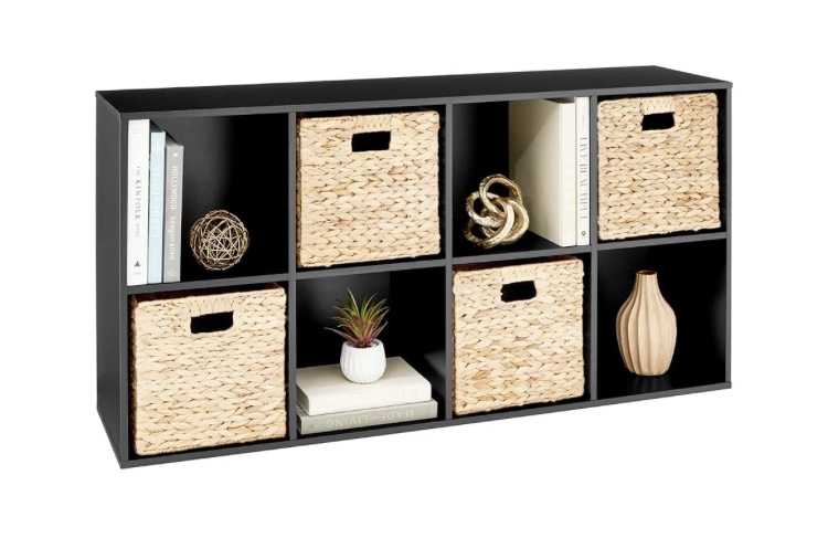 best choice products 8-cube 11in storage shelf cubby organizer bookcase system for nursery, kids room, living room, kitchen, closet w/removable back panels – black