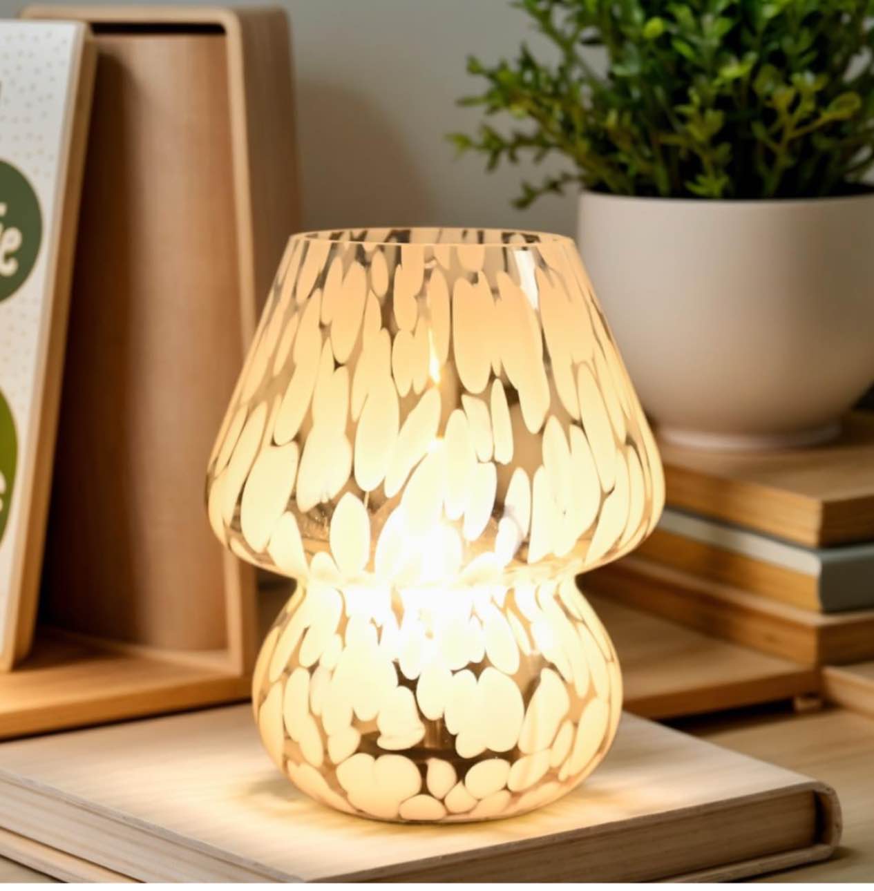 ULAROOM Battery Operated Mushroom Lamp-Vintage Small Decorative Table Lamp with Timer,Cordless Bedsi