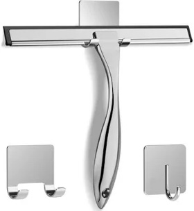 bathroom shower squeegee stainless steel, mirror wiper window cleaner for glass cleaning with suction cup hook
