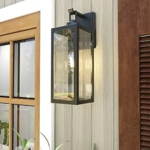 Pia Ricco Outdoor Wall Lights, Matte Black Exterior Light Fixtures with Clear Glass Shade, Waterproof Front Porch Lighting, Modern Sconces Lantern for Outside, House, Garage, E26 Socket, ETL Listed