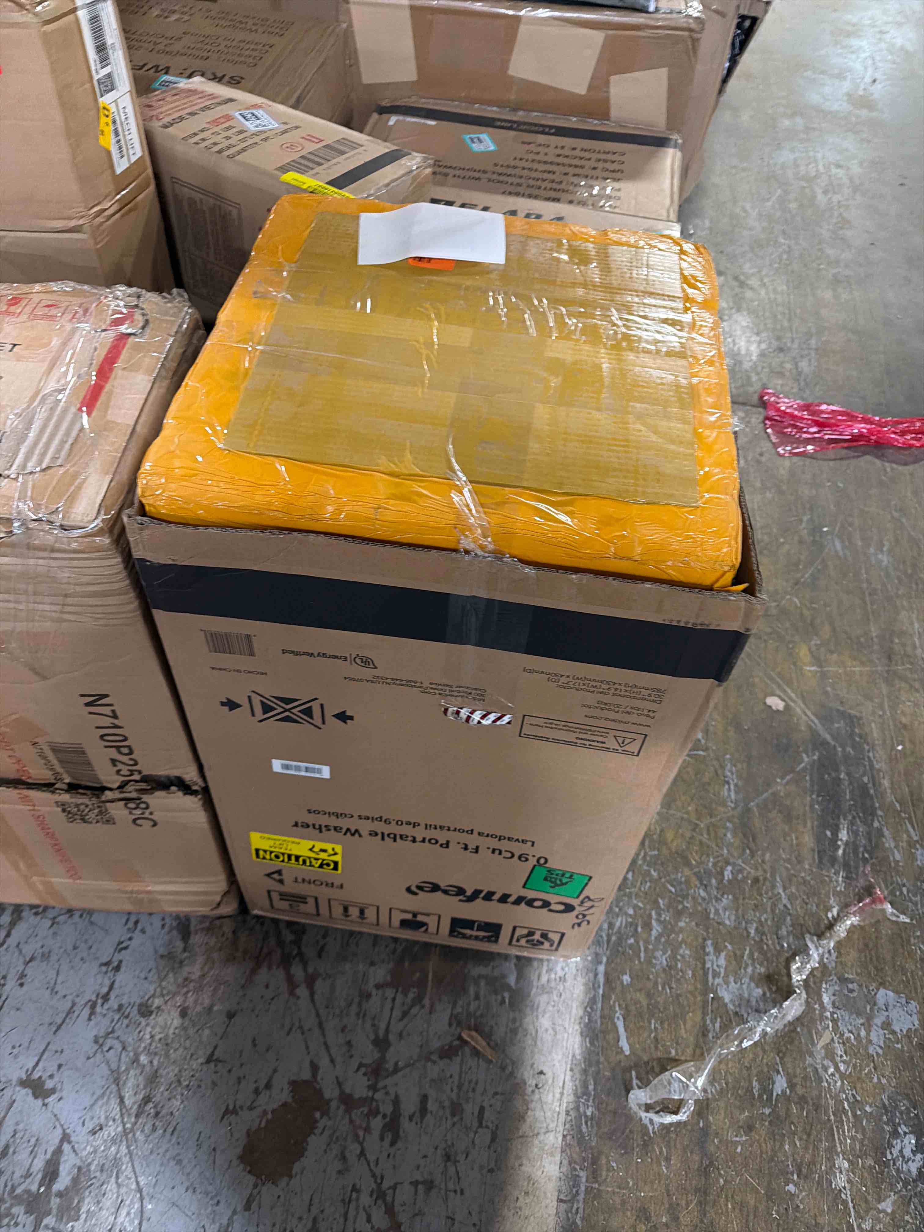 Condition photo showing Good Condition for comfee  portable washing machine  0.9 cu.ft compact washer with led display  5 wash cycles  2 built-in rollers  space saving full-automatic washer  ideal laundry for rv  dorm  apartment  magnetic gray