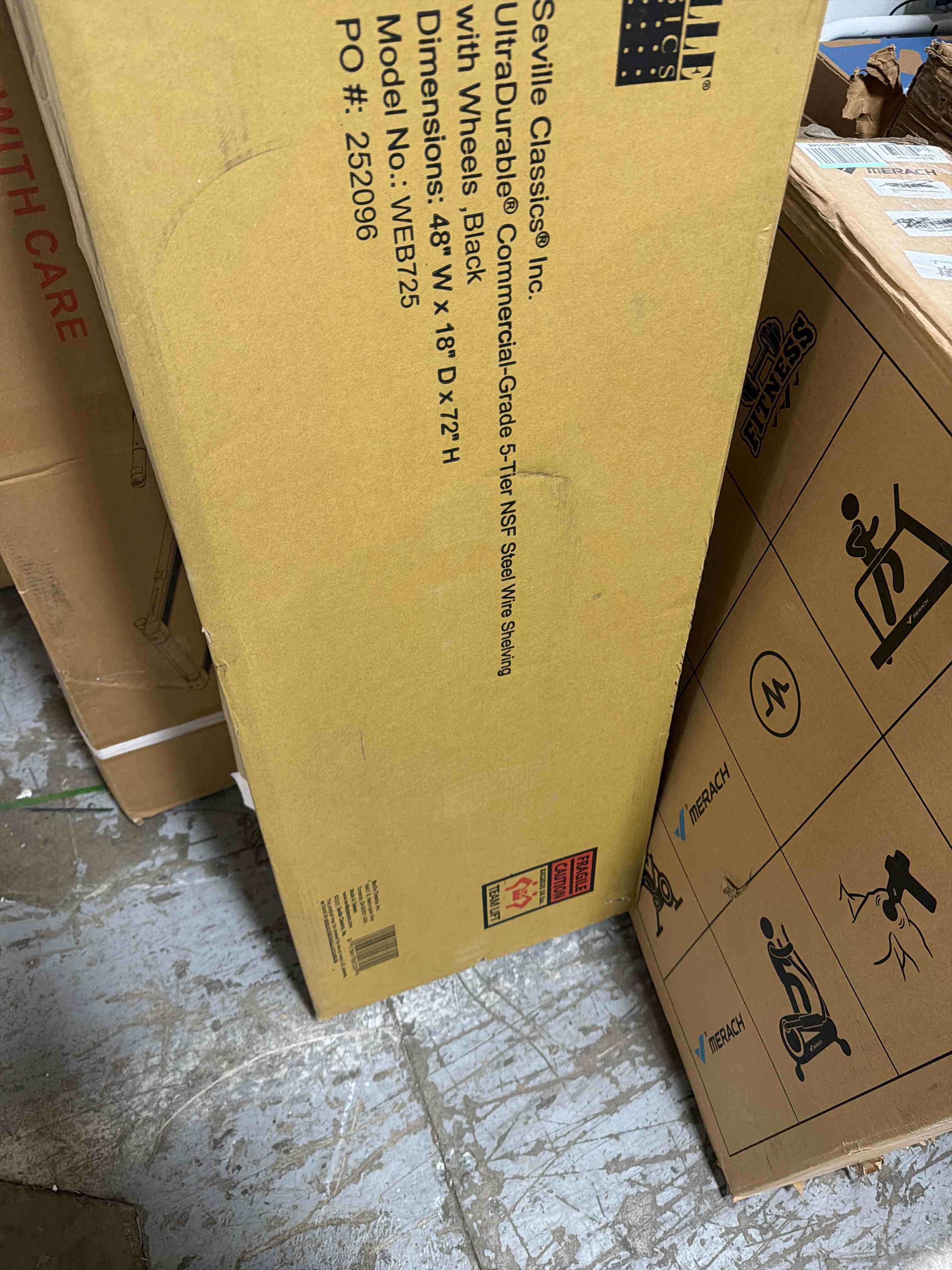 Condition photo showing New/Like New for seville classics ultradurable commercial-grade 5-tier nsf-certified steel wire shelving with wheels 48 x 18 black