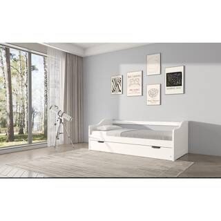 Stella White Twin Curved Solid Wood Daybed Twin Trundle(Incomplete)