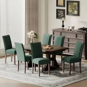 6" Thickened Modern Soft Linen Fabric Upholstered Dining Chair (set of 2) 