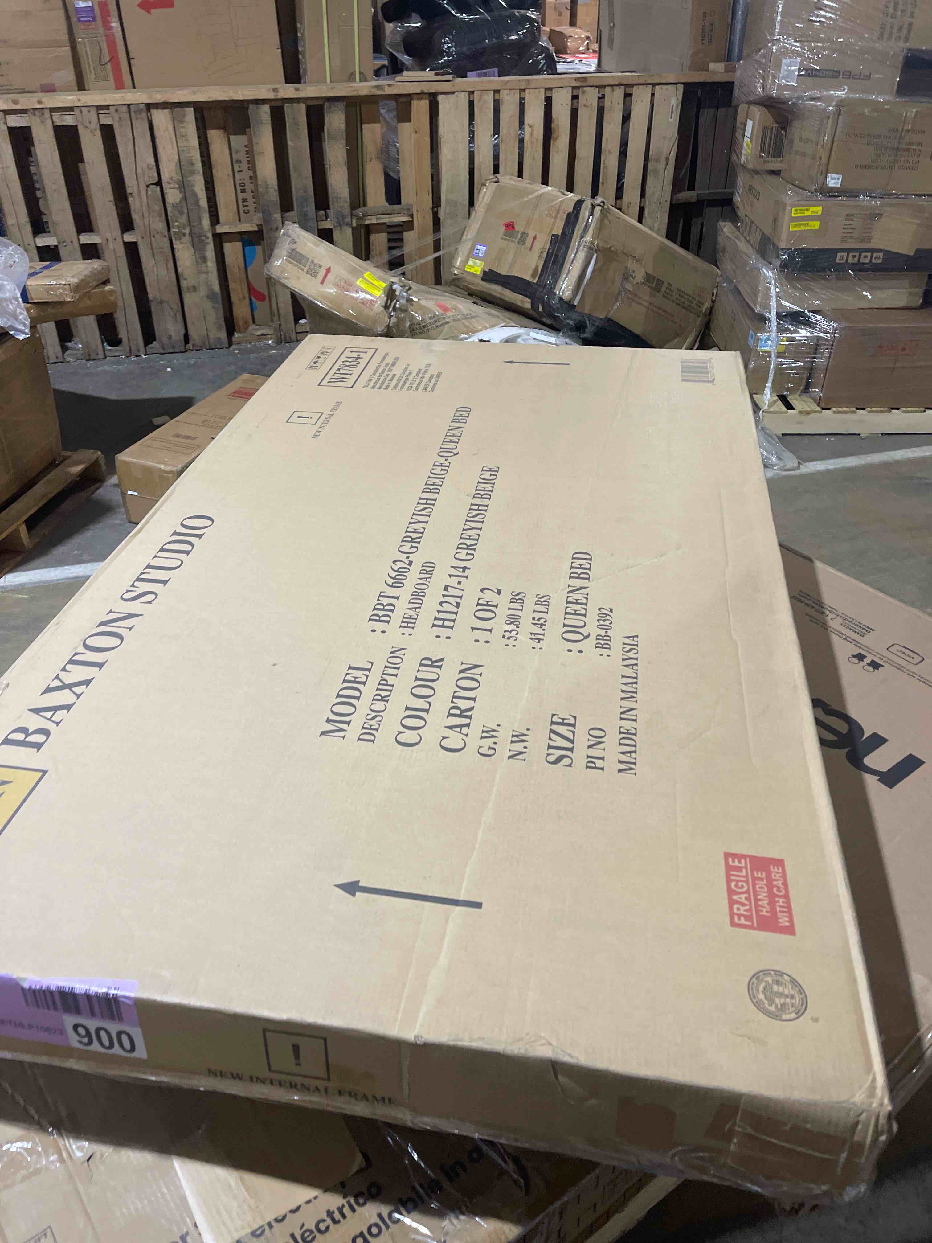 Condition photo showing New/Like New for ally greyish beige king headboard