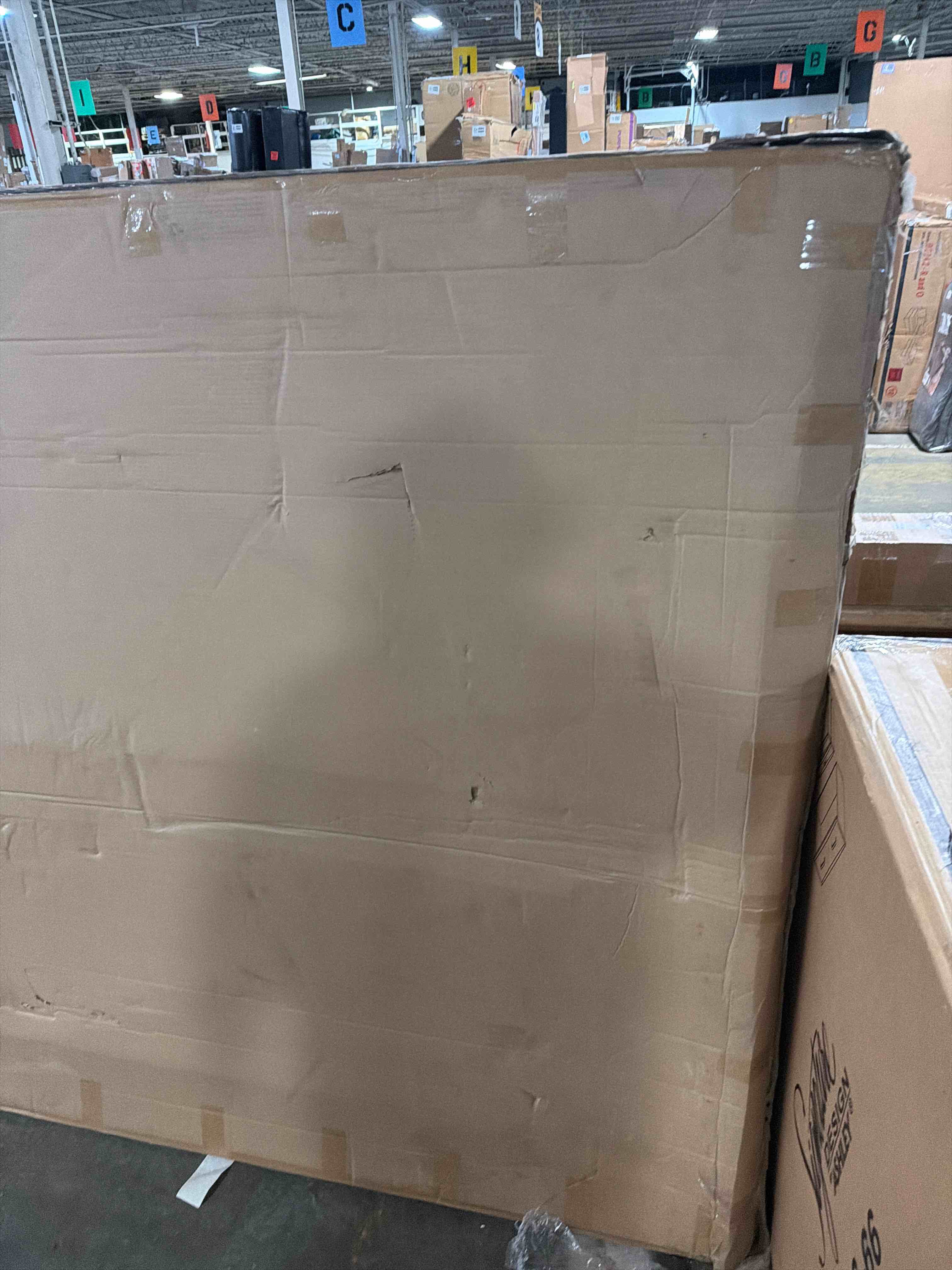 Condition photo showing As Is for sibert upholstered platform bed