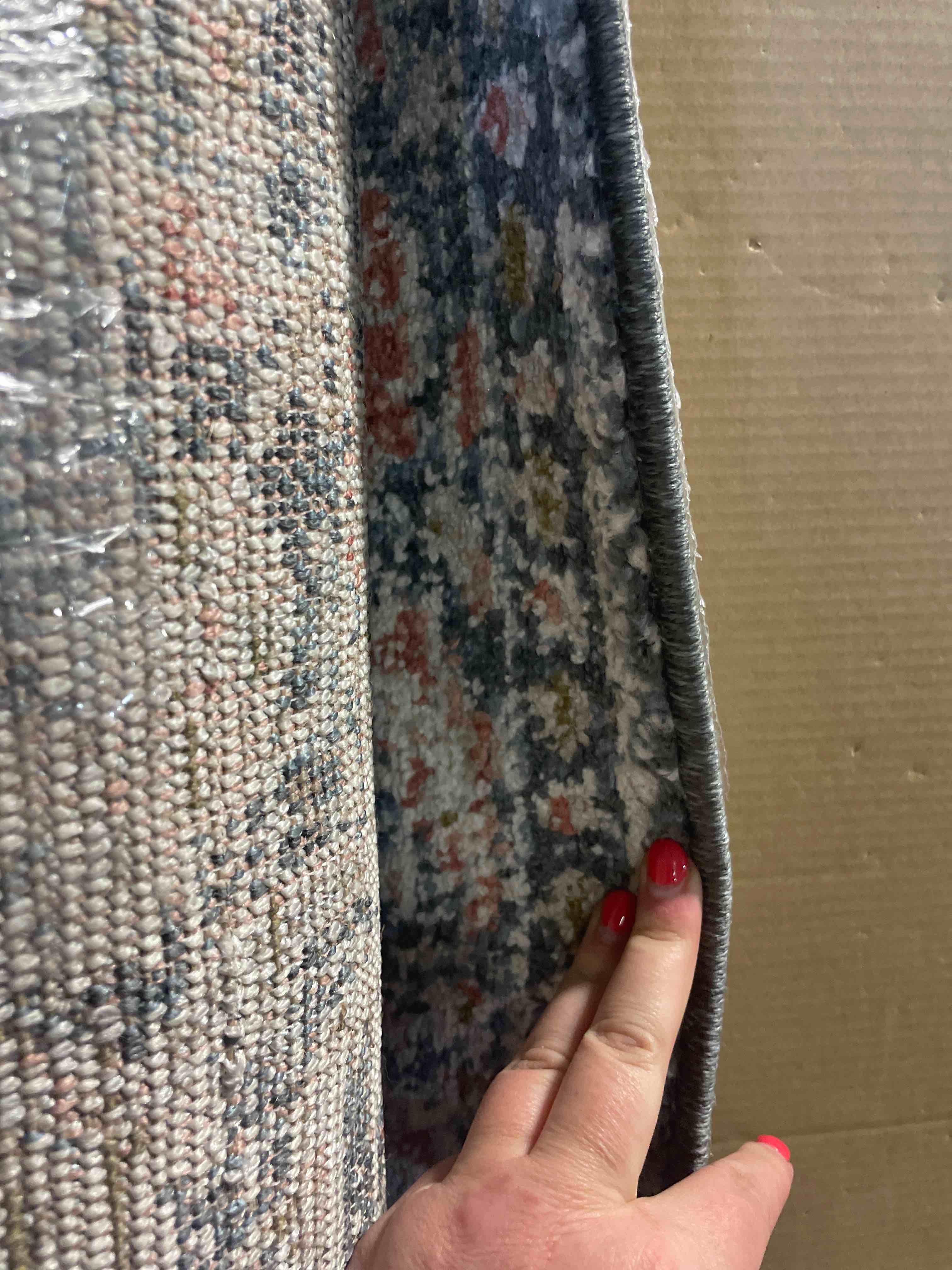 Condition photo showing New/Like New for (similar) loloi chris loves julia jules collection jul-06 denim/spice 7'-6'' x 9'-6'', .13" pile height, area rug