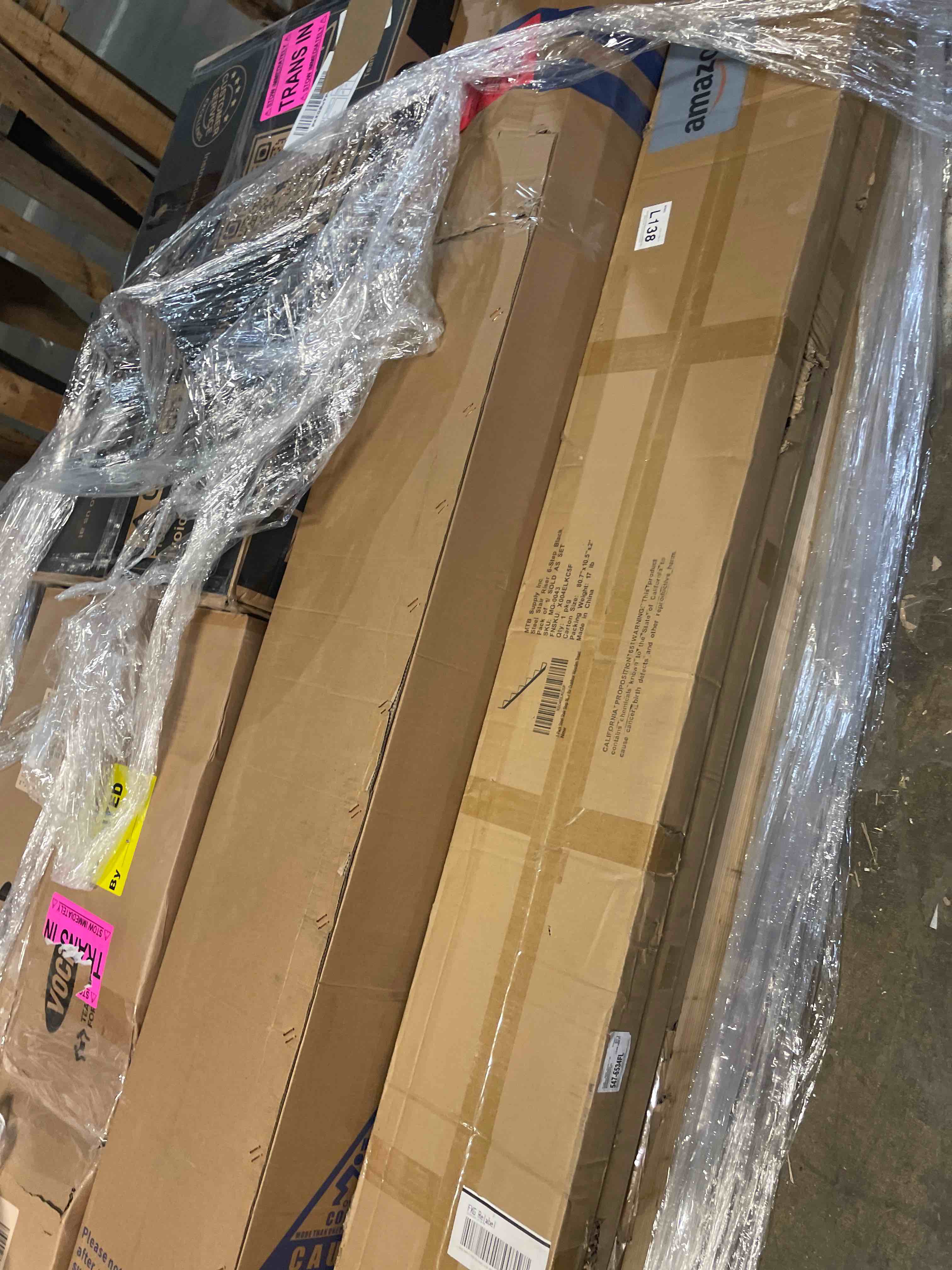 Condition photo showing Good Condition for (3) boxes total pack steel stair step riser - 6 step for deck height 50 inches stair stringer for outdoor wooden tread