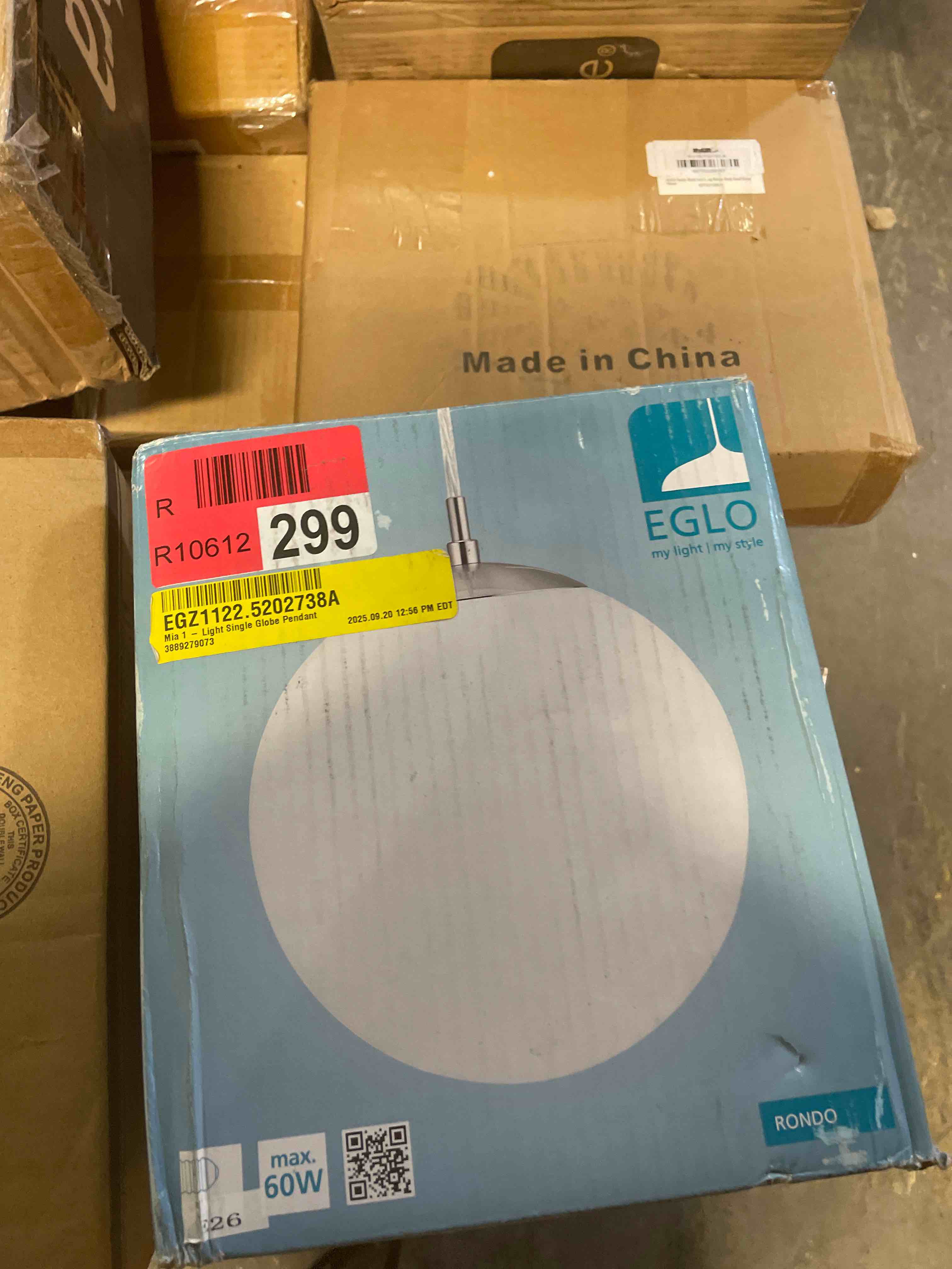 Condition photo showing New/Like New for mia 1 light single globe pendant