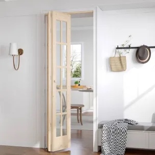 glass and solid wood bi- fold  door with installation hardware kit