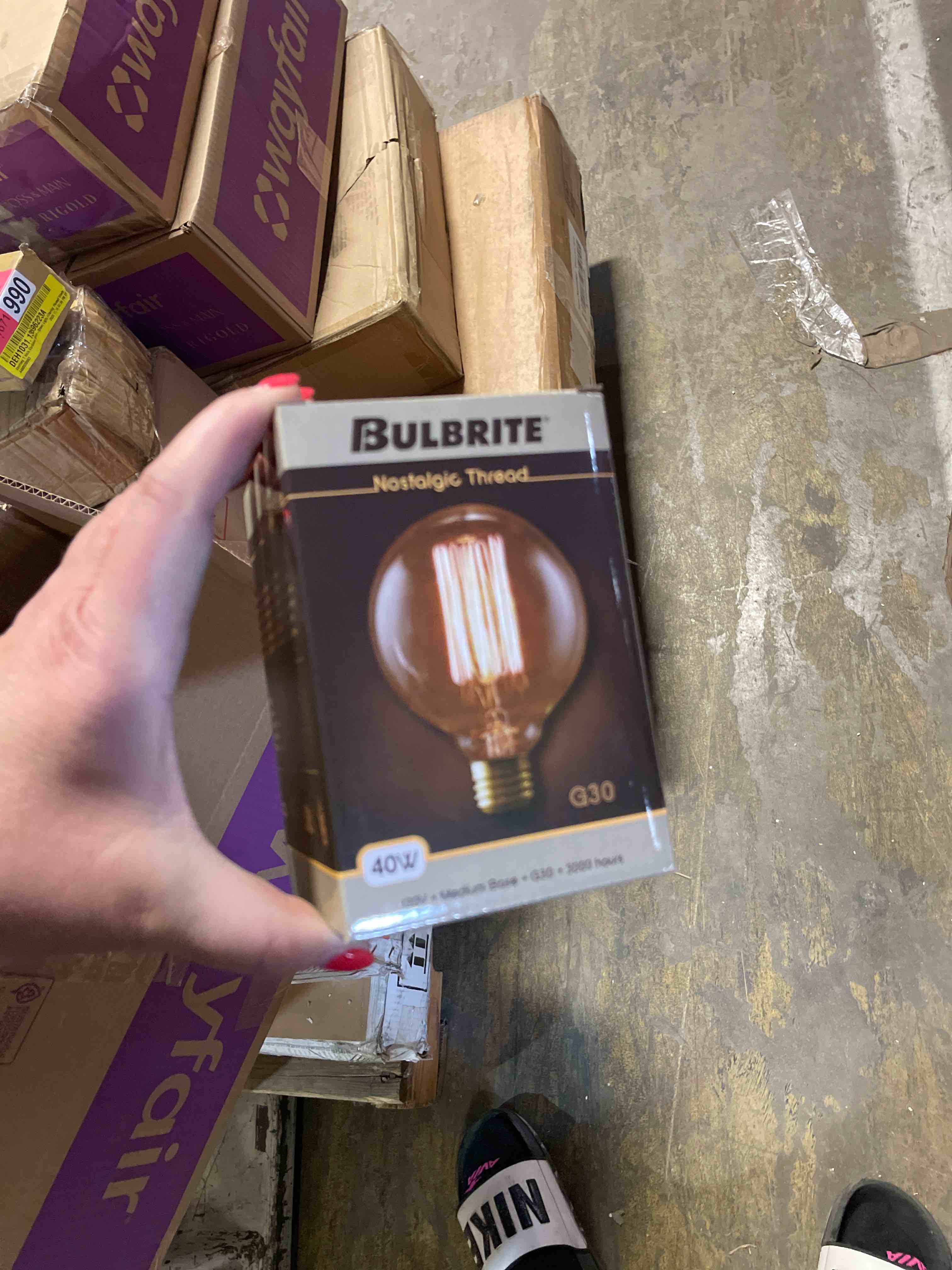 Condition photo showing New/Like New for bulbrite nos40g30 40w nostalgic g30 edison globe with thread filament style (6 pack)