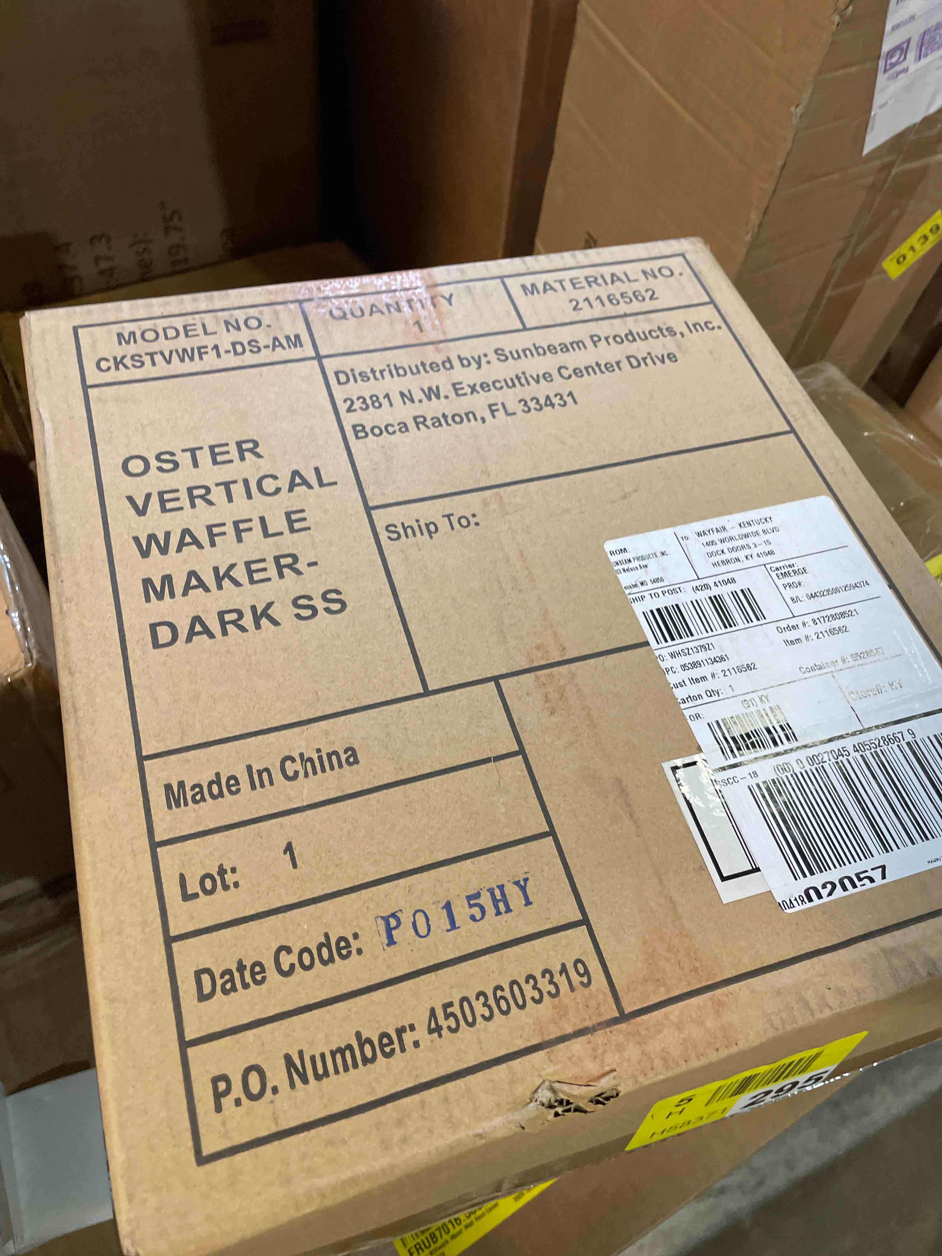 Condition photo showing New/Like New for oster 2110002 diamondforce vertical waffle maker, one size, dark metallic