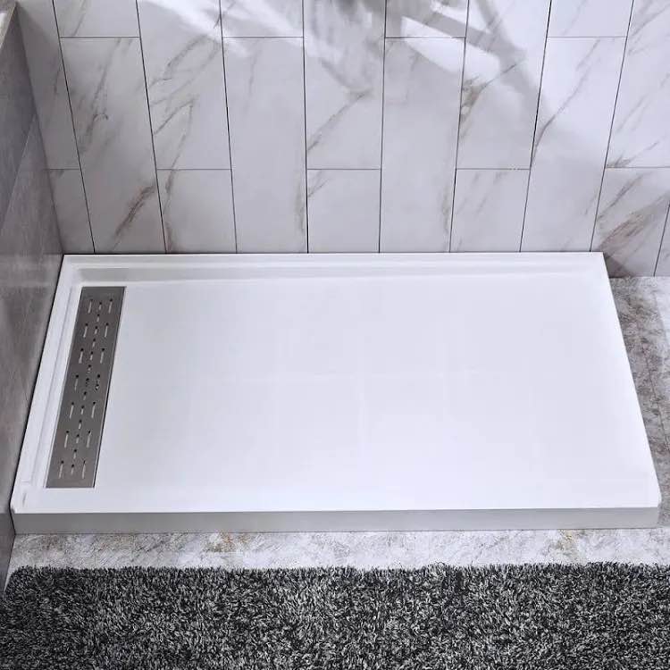 Woodbridge Camptown 60 in. L x 30 in. W Solid Surface Alcove Shower Pan Base