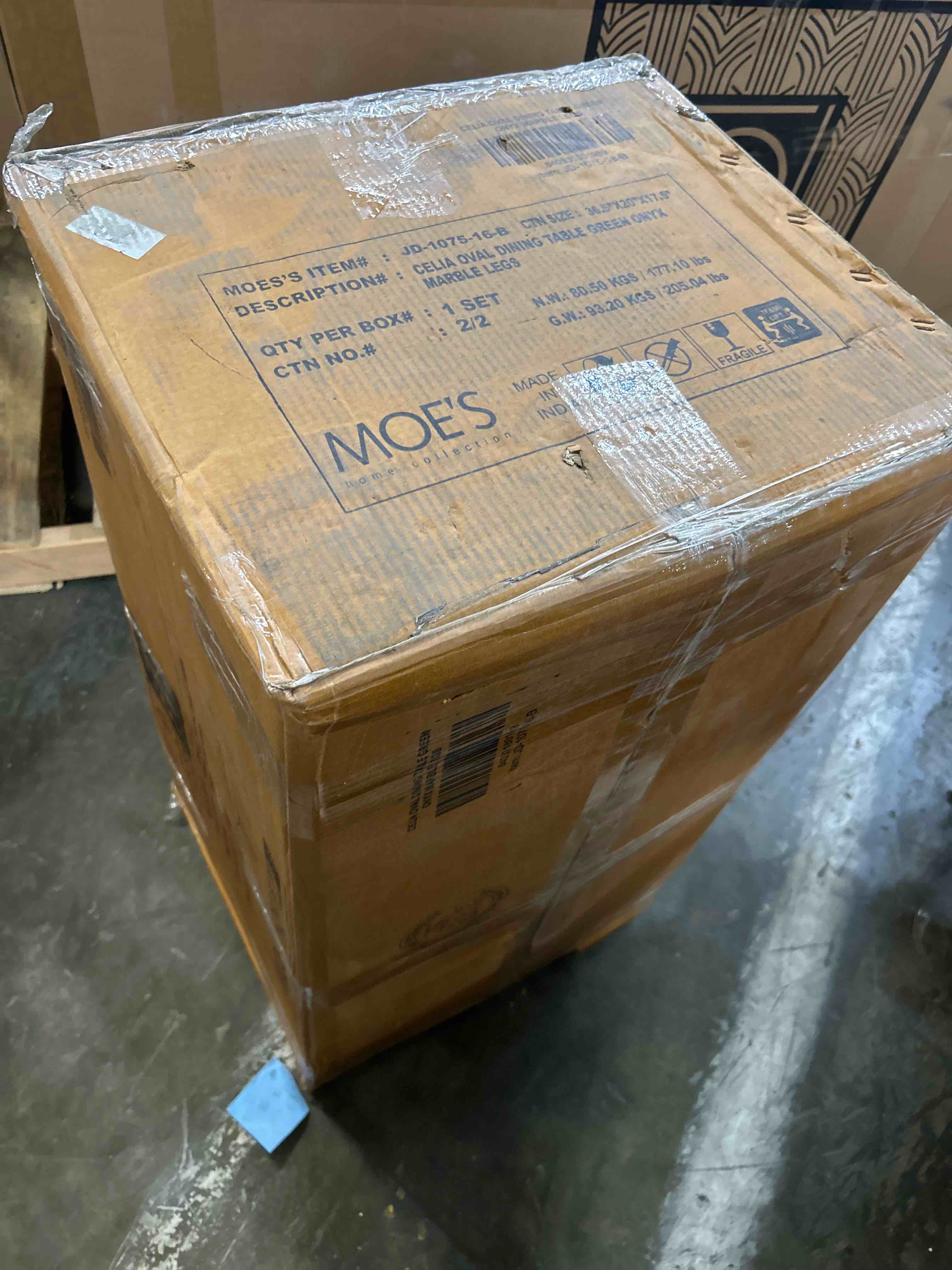 Condition photo showing As Is for celia oval dining table green onyx marble legs(legs only)